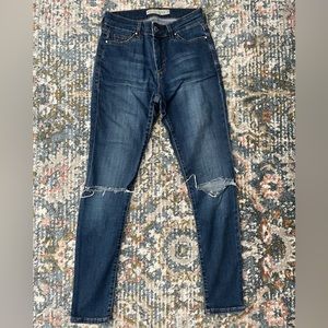 Topshop dark wash ripped skinny jean